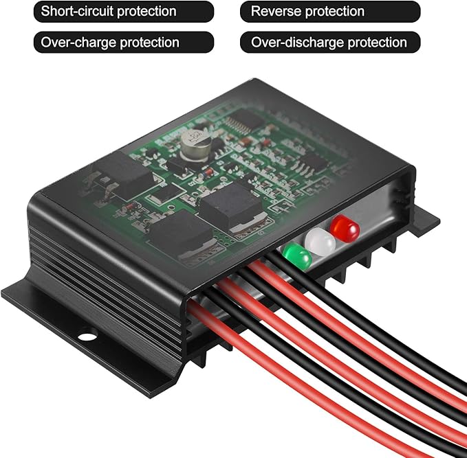 20A 12V 24V Auto IP68 Waterproof PWM Solar Charge Controller Solar Panel Battery Intelligent Regulator for Solar System Caravan Boat(24 Hours Working Mode)