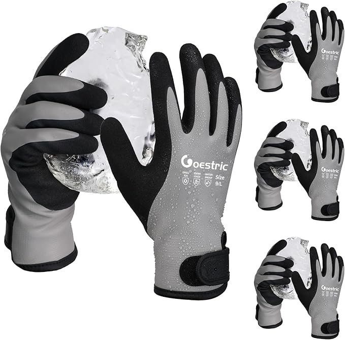 100% Waterproof Winter Work Gloves for Men Women, Freezer Gloves with Grip for Shoveling Snow