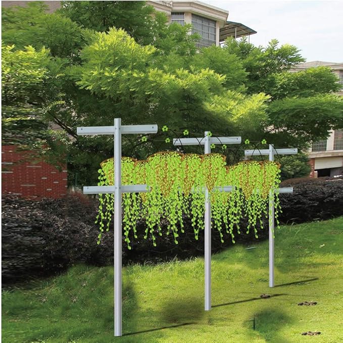 MRGARDEN 7-Feet Adjustable Garden Trellis Set for Raspberry and Climbing Plants, Outdoor Stake Vineyard Trellis, Pack of 4