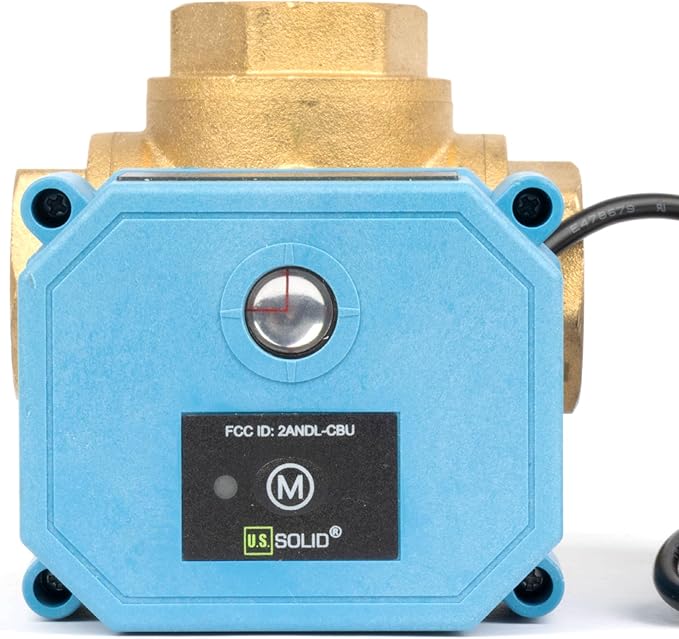 U.S. Solid WiFi Smart Motorized Ball Valve 3/4 inch NPT for Water Control & Irrigation, 3 Way Brass Electric Valve, USB Powered, LED Status Indicator, Flow Direction Window, Remote On/Off Control