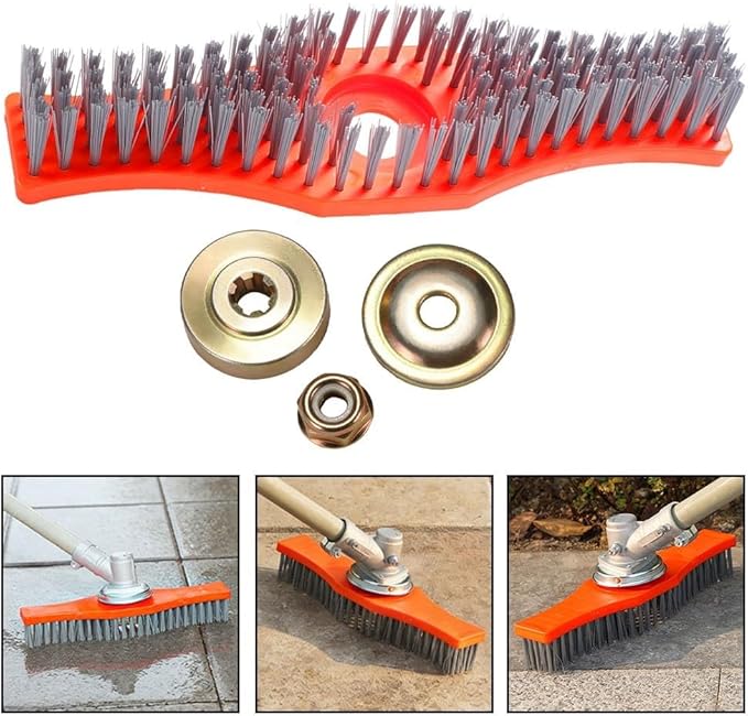 Wire Brush for Lawn Mower Cleaning Heavy-Duty Steel Bristles Multi-Surface Scrubber with Fixing Accessories Ergonomic Handle for Push and Self-Propelled Mowers Concrete Floors Tiles Grout Walls
