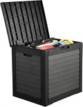 YITAHOME 35 Gallon Outdoor Storage Box, Waterproof Resin Deck Box and Package Delivery with Lockable Lid for Patio Furniture Cushions, Pool Accessories, Garden Tools, Black