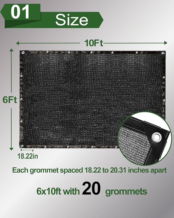 vensovo 40% Sunblock Shade Cloth Net Black Resistant - 6x10 Ft Garden Shade Mesh for Plant Cover, Greenhouse, Chicken Coop, Kennels, Tomatoes Plants