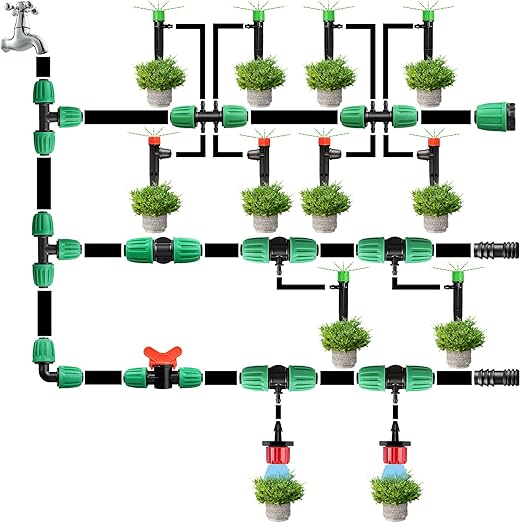 Gardrip Drip Irrigation 1/2" Tee Fittings：1/2 Inch Drip Line Lock Barbed Tee Connectors for Drip Irrigation Tubing (1/2" ID x 0.640" OD) Anti-Drop Three Way Drip Irrigation Parts (12 Pieces)