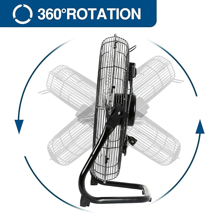BILT HARD 4600 CFM 20" High Velocity Floor Fan, 3-Speed Heavy Duty Metal Fan with Wall-Mounting System, Industrial Shop Fan for Commercial, Garage, and Greenhouse, 2 Pack