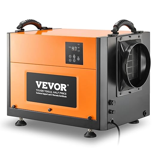 VEVOR 125 Pints Commercial Dehumidifier with Drain Hose, Portable Crawl Space Dehumidifiers for Basement Storage Room Industrial Grade, Auto Defrost/Drainage, Heavy-duty Galvanized Steel, LED Indicate