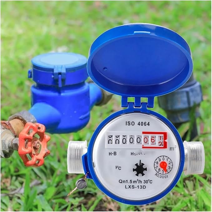 Male Thread Water Flow Sensor Smart Water Meter Digital Display Pointer Flow Measuring Instruments Home Measuring Tools with Copper Fittings