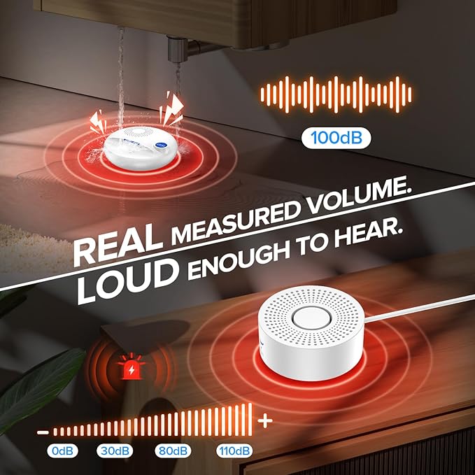 Nuleto WiFi Water Leak Detector 1s,Water Detectors & Alarms,Water Leak Sensor with SMS,Phone Call,APP Push,492ft for Home,Basement,Kitchen,5 Pack,2.4G WiFi Only