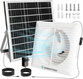 Solar Exhaust Fan with Power Adapter, 6 Inch Solar Powered Exhaust Ventilation Fan, Quiet Brushless Solar Vent Fan with 25W Solar Panel, Anti‑Backflow Valve for Chicken Coop, Shed, Greenhouse