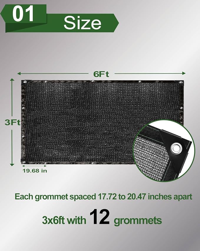 vensovo 40% Sunblock Shade Cloth Net Black Resistant - 3x6 Ft Garden Shade Mesh for Plant Cover, Greenhouse, Chicken Coop, Kennels, Tomatoes Plants
