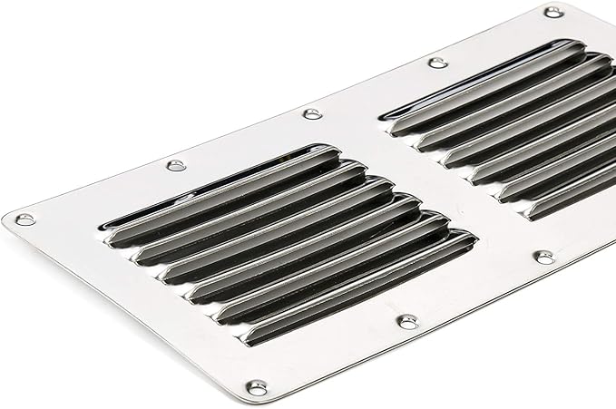 Amarine Made Stainless Steel Stamped Louvered Vent - Rectangular Marine Vents 4-1/2" X 9" - 07723S