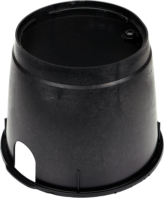 NDS 111BC 10 in. Round Standard Series Valve Box and Cover, 10 in. Height, Irrigation Control Valve Lettering, Black Box, Green Overlapping Cover, Black/Green