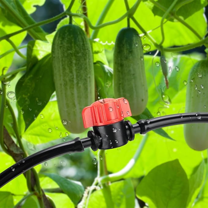 50 Pcs 1/4 Inch Barbed Shut off Valve Drip Irrigation Tubing Coupling Valve Universal Drip Irrigation for 1/4" Tubing Greenhouses Flowers Beds Lawns Farmland(Orange,Barbed Shut off Valve)