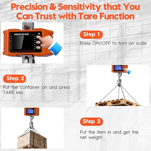 Digital Crane Scale 2200lb/1000Kg Digital Hanging Scale with LCD Screen, Crane Scale Industrial Heavy Duty with Unit Change, High Precision Crane Scale for Market, Farm, Construction, Factory