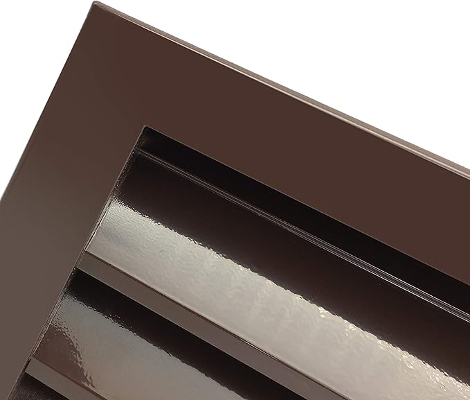 HVAC Premium 16"W x 8"H Aluminum Exterior Gable Louver Vent for Walls & Crawlspace - Weather-Resistant Air Grille with Screen Mesh - Brown [Outer Dimensions 17.75"W x 9.75"H]