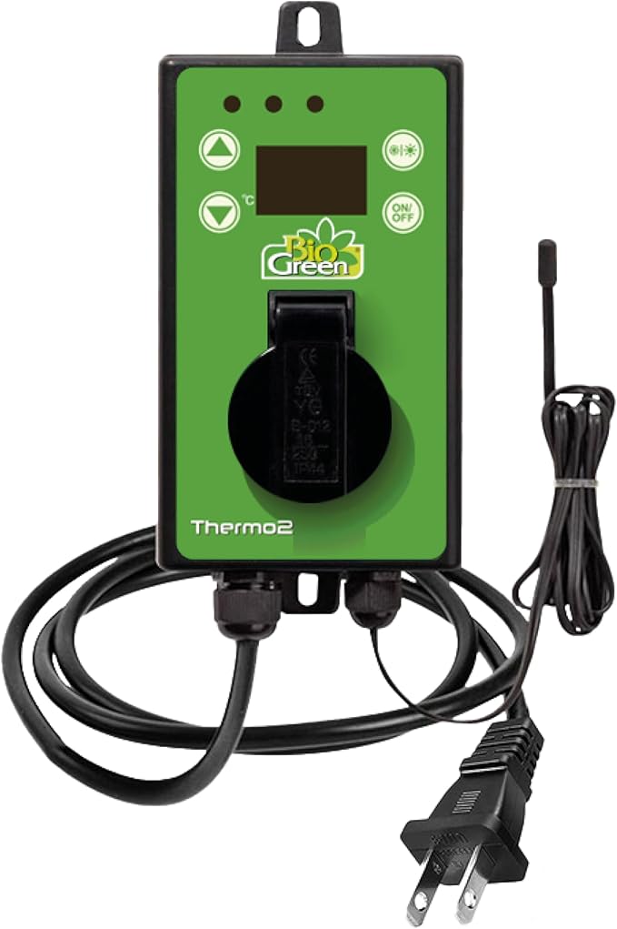 BioGreen TER2/US Thermo 2 Digital Greenhouse Thermostat with Summer/Winter Function 2 Years Warrenty, Green
