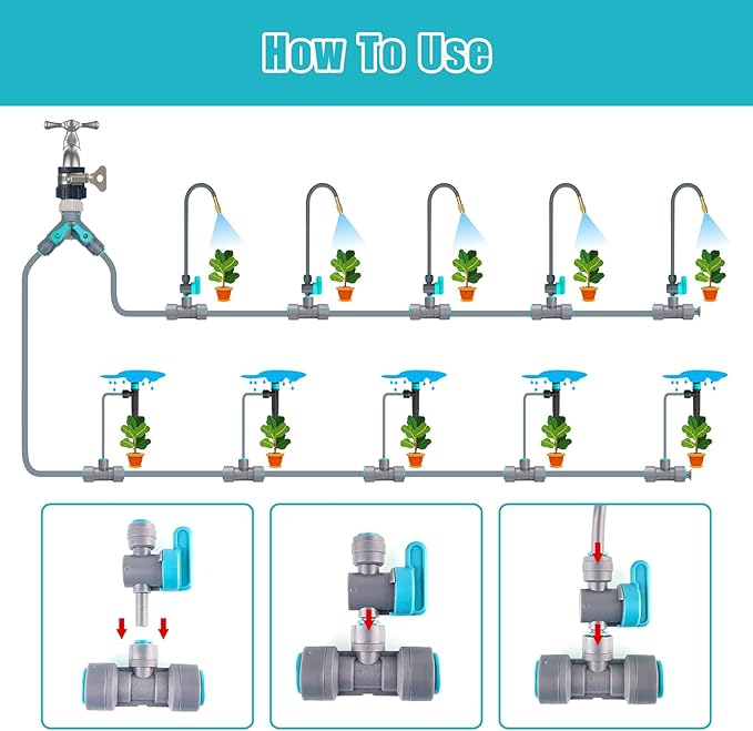 Straight Connector Valve, Match Rain Seer 12mm to 6mm Irrigation Fitting, control each emitter independently, Drip Irrigation Kit Accessories used in Smart Quick-connected drip irrigation kit(10pcs)