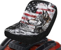 Wolf American Flag Riding Lawn Mower Seat Cover, Heavy-Duty Waterproof Tractor Seat Cover for Farm Equipment, Seat Cover for Zero Turn Mower