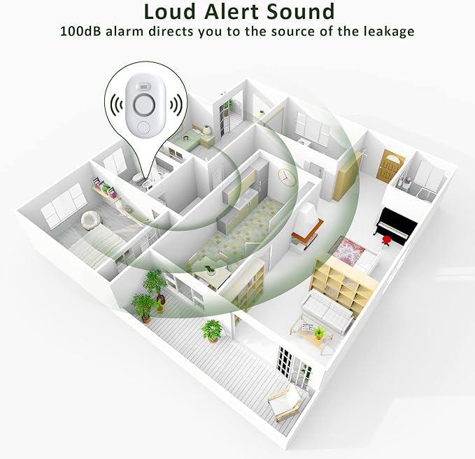 Water Leak Detector Sensor Alarm: Water Flooding Monitor for Home Adjustable Wet Moisture Alert Smart Sink Overflow Monitoring Pipe Leakage Drip Detection Warning for Basement Floor (5*Sensor)
