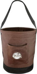 Graintex Tapered Canvas Bucket 12"x10"x15", Utility Tool Bucket One Inside Pocket, Reinforced Base & Carry Handle, Ripstop Canvas - Coffee Brown