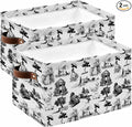 Farmhouse Country Storage Bins Cubes Waterproof Cloth Storage Basket, Retro French Garden Horse Swan Foldable Storage Bags for Shelf Closet Clothes Organizers with Handles 15x11x9.5 in 2PCS