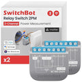 SwitchBot Smart Relay Switch 2PM, Power Metering, Dual Light Control, Built-in Bluetooth Repeater, Wi-Fi&Bluetooth Switch Compatible w/Alexa/Apple Home/Google Home/Matter Hub Required, 2.4GHz