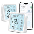 2Pack Indoor Hygrometer Thermometer, Bluetooth WiFi Humidity Temperature Gauge with Large LCD Display, Notification Alert with Max Min Records, Data Storage Export for Room Greenhouse