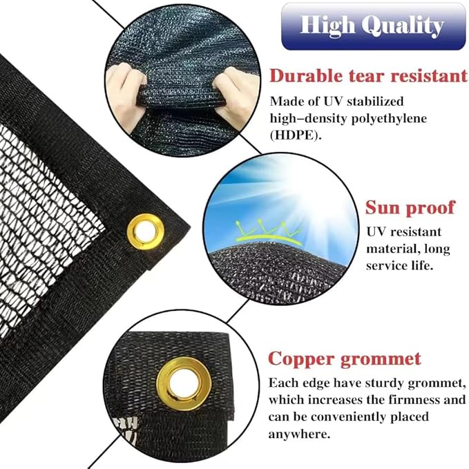 70-90% Shade Cloth for Garden, 12X24 Ft Sun Shade Fabric for Plants Heat Protection, Sunblock Mesh Tarp with Grommets for Plant Cover, Greenhouse, Vegetables, Flowers