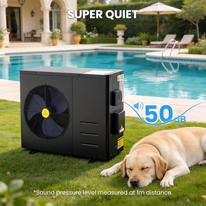 DoCred 58,000 BTU Inverter Swimming Pool Heat Pump, Pool Heater for Above Ground and Inground Pool up to 16,000 Gallons, Smart WiFi Control, COP 14.86, Timer, 220-240 V
