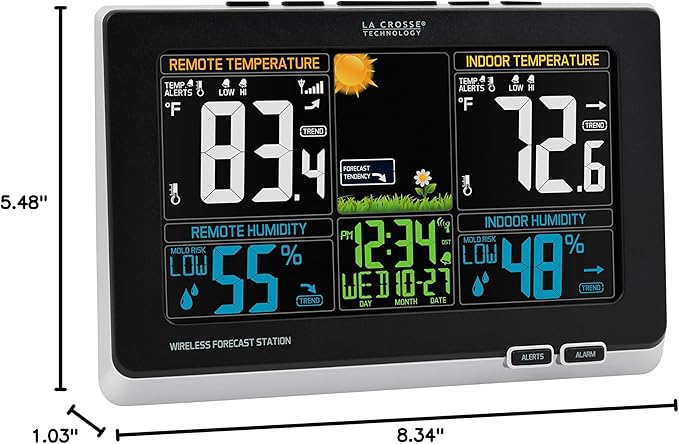 La Crosse Technology 308-1414MB-INT Wireless Color Weather Station with Mold Indicator, Black