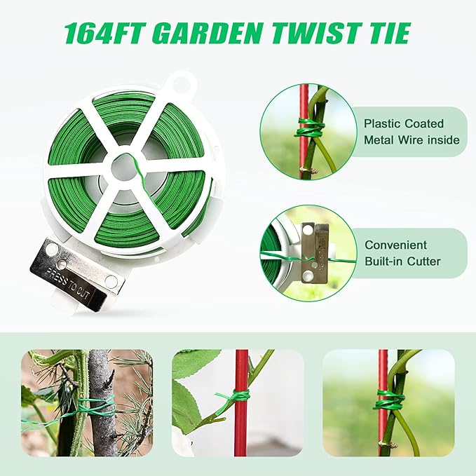 DoCred Cucumber Trellis, 2 Pack Foldable A Frame Trellis for Raised Bed Climbing Plants, Vegetables, Includes Plant Support Clips, Twist Ties, Plastic Ties- Made from PVC-Coated Steel