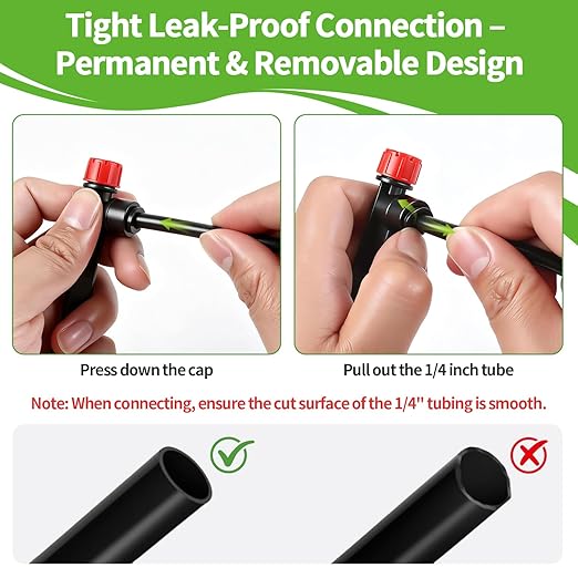 RedChili 35 Pieces Quick Connect Drip Emitters for 1/4" Drip Irrigation Tubing, Adjustable 360 Degree Stream Drip Emitters with Stake 360° Full Circle 8 Hole Stream Drippers for Garden Watering System