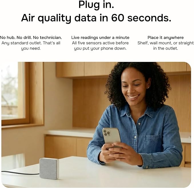 Layla Smart Home Agent — 9-in-1 Smart Sensor, Noise & Motion Detector, Air Quality Monitor with CO2, bVOC, Humidity & Energy Tracking | AC Controller, Works with Alexa & Google Home | No Subscription