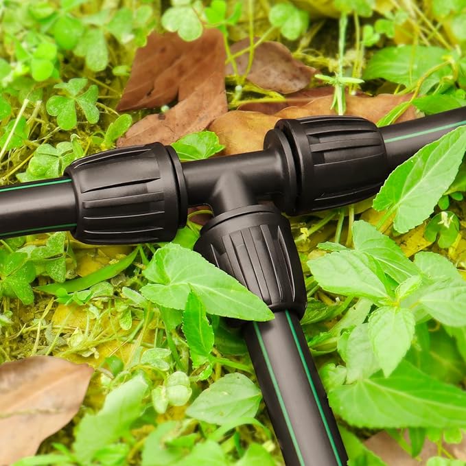Gardrip Drip Irrigation Fittings for 1/2 Inch Drip Tubing (1/2" ID x 0.65" OD)：1/2'' Drip Line Tees Anti-drop Locked Nut Barbed Tee Connectors Garden Irrigation System Parts (10 Pack)