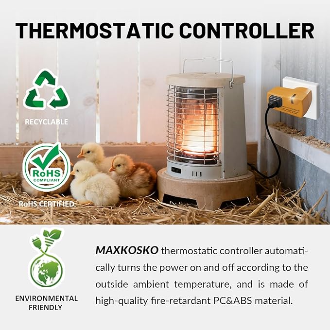 MAXKOSKO Freeze Thermostatically Controlled Outlet，Automatically Turn On Below 38 °F and Off Over 50 °F