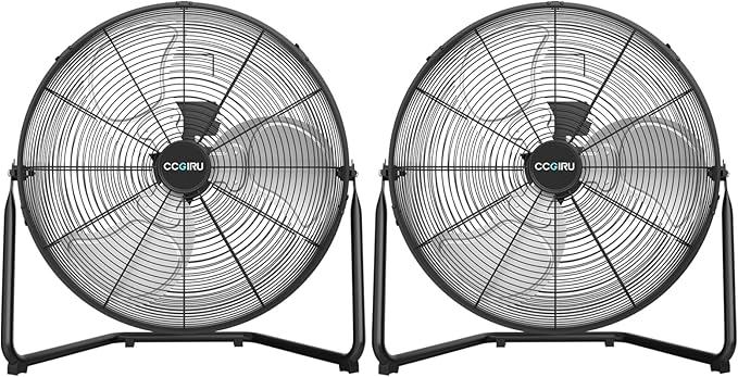 CCGIRU 20 Inch High Velocity Industrial Drum Fan,3-Speed Heavy Duty Fan for Warehouse, Workshops, Garage, Factory and Basement UL Listed, 2 Pcs