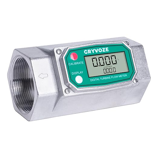 2 Inch NPT Digital Reset Flow Meter, 15.8-132 GPM Inline Fuel Turbine Flowmeter with LCD Display for Water, Diesel, Gas Oil, Gasoline, and Other Liquids - Supports Gallon, QTS, PTS, L, m³