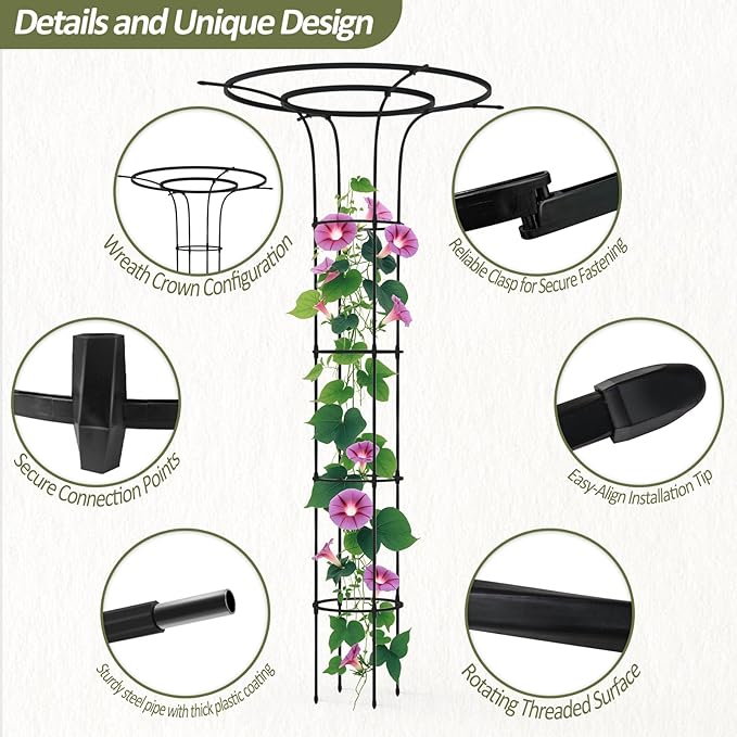 Trellis for Climbing Plants Outdoor - 69"(H), Expandable and Rust-Proof Metal Plant Support, Easy Installation, Garden Trellis for Potted Roses, Vines, Jasmine(1 Pack)
