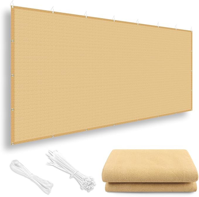 LOVE STORY Shade Cloth 3/6/8/10/12/20FT Sun Shade Cloth with Grommets Pergola Shade Cover 95% UV Protection for Patio Outdoor, 6x8 FT Sand