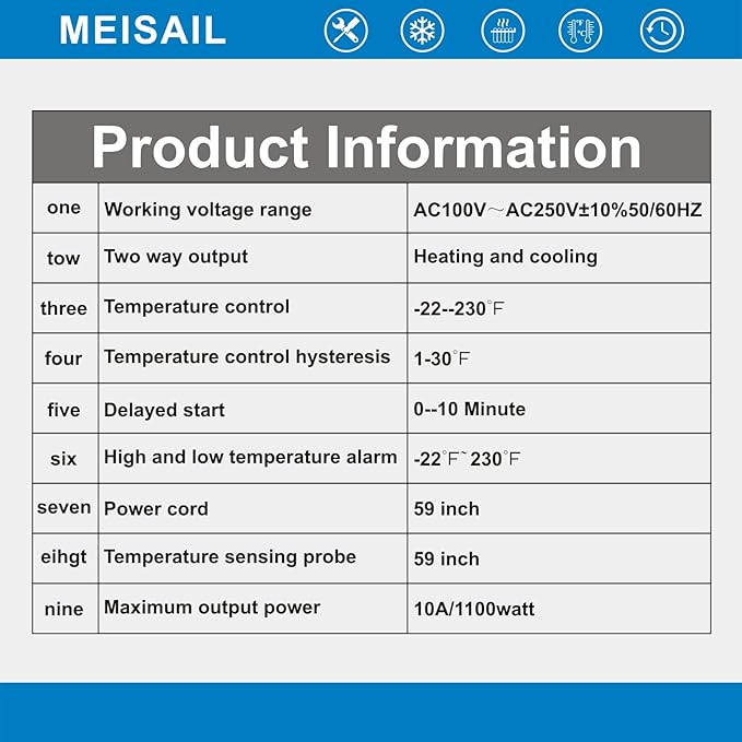 Digital Temperature Controller 2-Stage Outlet Thermostat Heating and Cooling Mode Carboy Homebrew Fermenter Greenhouse Terrarium 110V 10A (S10B-B)