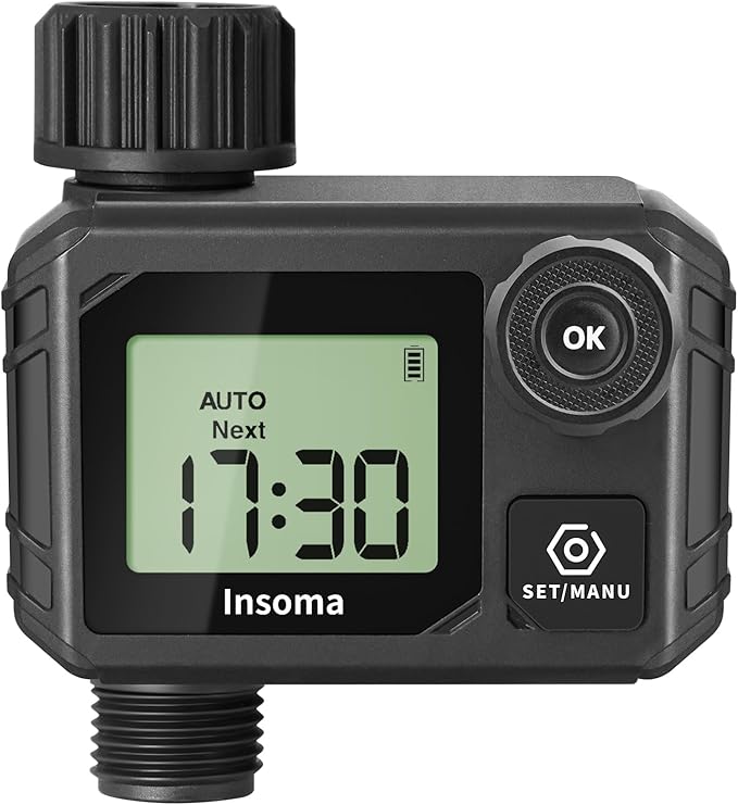 Sprinkler Timer for Garden, Programmable Irrigation Hose Timers, Water Timer with Rain Delay/Manual/Automatic Watering System, for Yard, Lawn