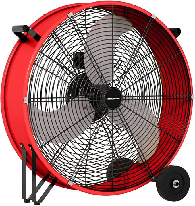 30 inch Industrial Drum Fan, 14000 CFM High-Velocity Heavy Duty Floor Fan with 3 Speeds & 5-Inch Wheels for Warehouse, Workshop, Factory & Garage – UL Listed