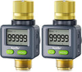 RAINPOINT Water Flow Meter with Brass Inlet & Outlet, 180° Screen-Flip Water Meter, Measure Gallon/Liter Consumption for RV Filling, Garden Watering, Sprinkler and Hoze Nozzle (Pack of 2)