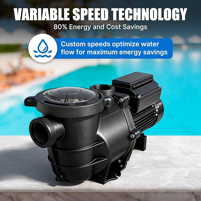 Variable Speed Pool Pump,3HP High Flow 167 GPM Energy Efficient Pool Pump,220V-240V Powerful Swimming Pool Pumps with 2inch NPT Connectors,Filter Basket for Inground or Ground Pools