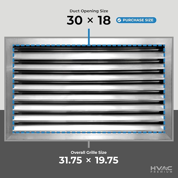 HVAC Premium 30"W x 18"H Aluminum Exterior Gable Louver Vent for Walls & Crawlspace - Weather-Resistant Air Grille with Screen Mesh - [Outer Dimensions 31.75"W x 19.75"H]