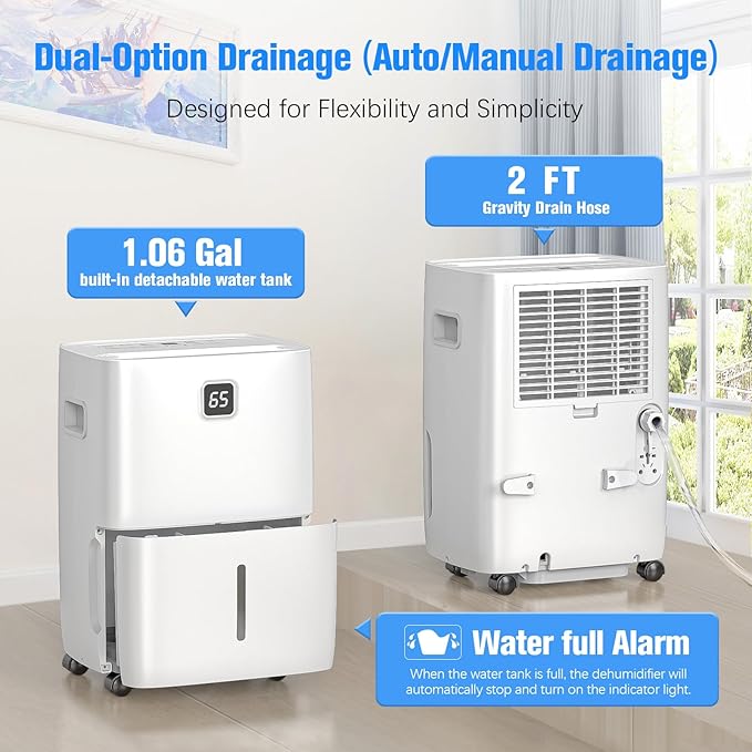 DEVERSE Max 80 Pints Energy Star Dehumidifier for Home/Bedroom/Basement, 5000 Sq.Ft Coverage, with Drain Hose, Smart Humidity Control & Large Tank