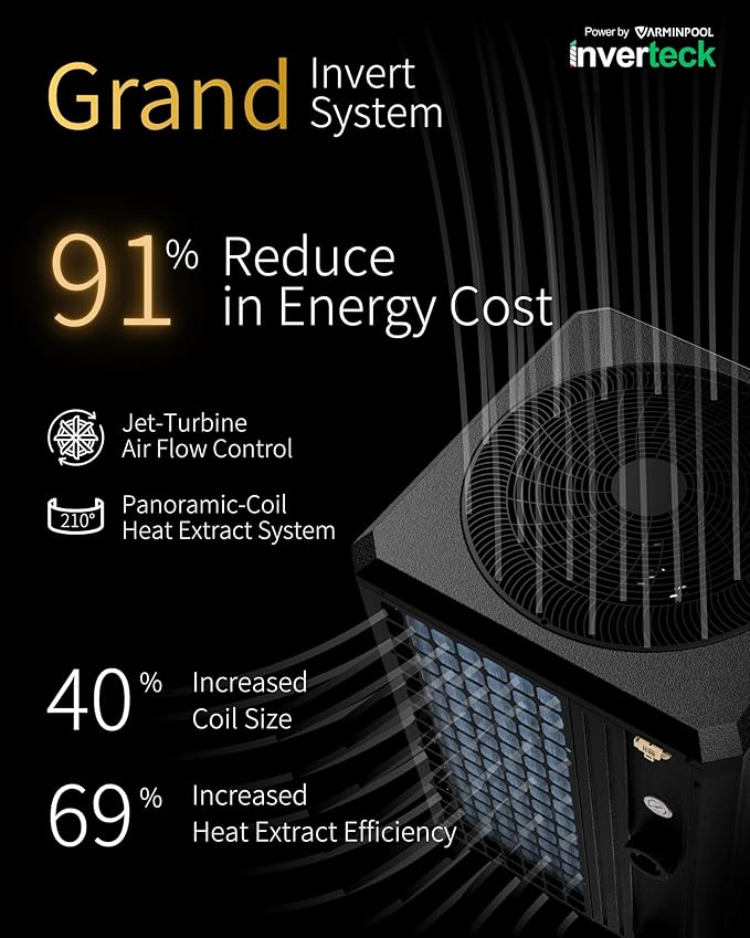 140000 BTU Electric Pool Heater, Full Inverter Pool Heat Pump for 42000 Gallons In and Above Ground Pools, Smart WiFi App, Timer, Heating and Cooling, 47dB Quiet Operation, 220V, V35 Ultra