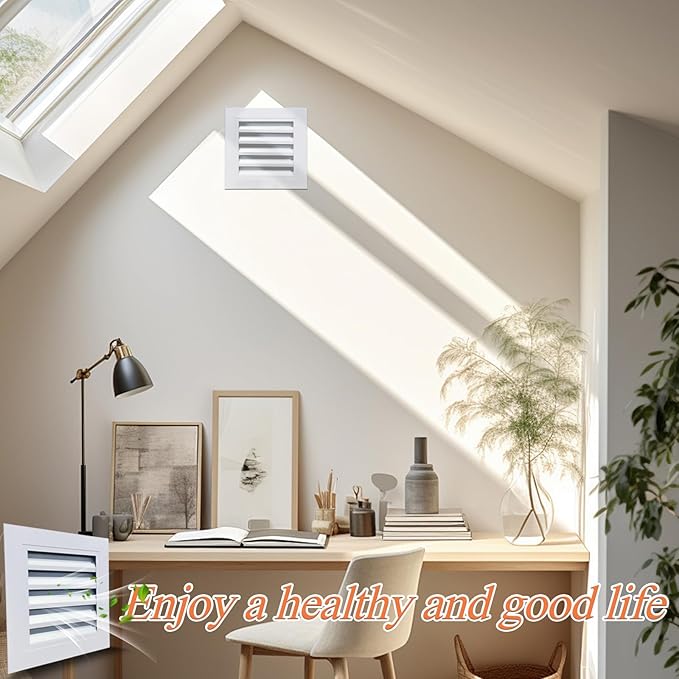 Gable Vent with Screen - 10" X 10" Aluminum Attic Vent Square Louvered Vent Cover - White Wall Vent Systems for Home Ceiling Shed Bathroom Garage