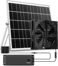 7 Inch Large Airflow Solar Fan with Battery Backup, 12800mAh Batteries IPX7 Waterproof 16.5 Ft On/Off Switch Cable Solar Powered Exhaust Vent Fan for Outside Greenhouse Chicken Coop Shed Trailer