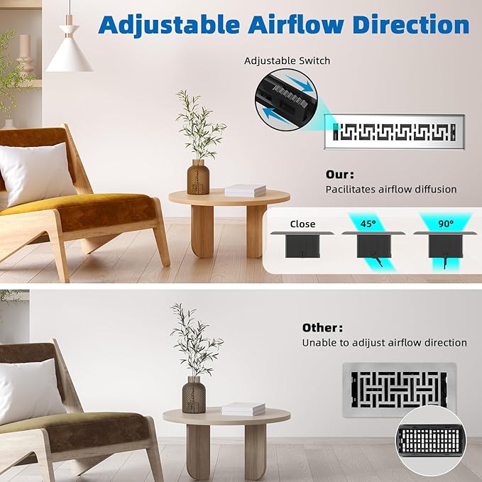 3 Pack Floor Register 2x14 Inches - Heavy Duty Walkable Steel Decorative Vent Covers for Home Floor Air Floor Vents Register Easy Adjust Air Flow with Scratch Resistant Finish
